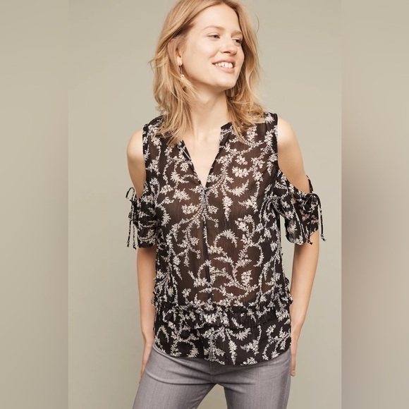 Anthropologie Maeve Tressa Open-Shoulder Top Size Small - Picture 1 of 12